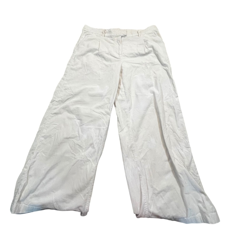 American Eagle Cream Corduroy Wide Leg Baggy Pants High Rise Womens 16‎